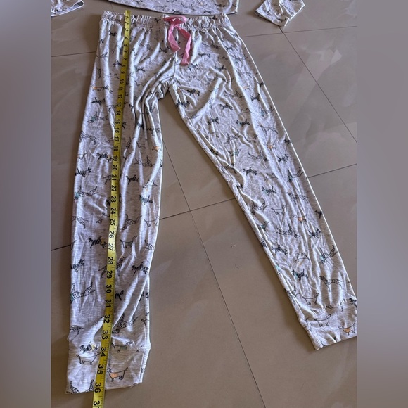 Derek Heart Animal Print Cocktail Pajama Crop Top Pant Set Long Sleeve Soft L - Picture 10 of 16